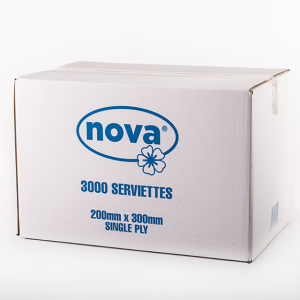 Nova Virgin Serviettes 1 Ply 300x200mm Qty per box: 3000